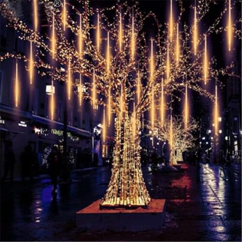 Christmas Outdoor Decor Meteor Shower Rain Fairy Garland 30/50cm 8Tube Wedding New Year Party Garden Waterproof Led String Light