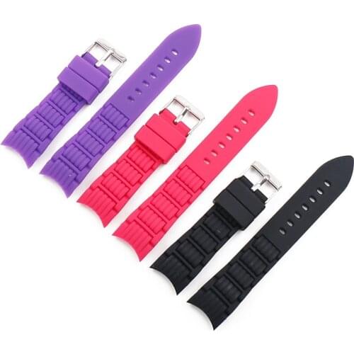 Silicone strap mens pin buckle 20mm watch accessories outdoor sports waterproof rubber strap female bracelet watch band