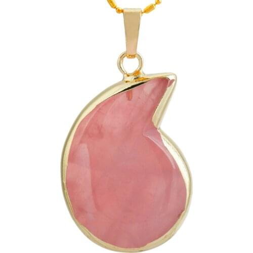 SUNYIK Pink Quartz Crystal Spiral Swirl Healing Reiki Charms Pendant Jewelry (Free Chain)