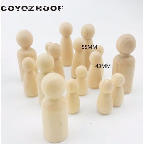 Wedding Peg Dolls Cake Garden Decor Set Of 40Pc Wooden Family Doll Toys (43mm/55mm) Unfinished Unpainted Christmas Kids Gifts