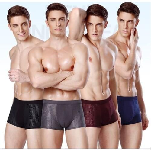 5pcs/Lot Mens Panties Ice silk boxer Shorts Underwear Man Boxer Summer Soft Mesh Breathable Sexy Solid Underpants plus size 5XL