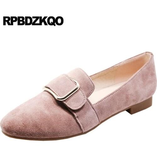 Pink Flats Genuine Leather Kawaii Chinese Wedding Shoes Ladies Suede Metal Round Toe Soft Women Loafers Mori Girl China Japanese