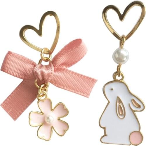10 pair /lot fashion jewelry accessories cute bowknot gold metal heart enamel sakura rabbit earrings