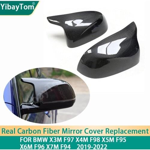 Genuine Real Carbon Fiber Side rearview Mirror cover cap Replacement For BMW X3M F97 X4M F98 X5M F95 X6M F96 X7M F94 2019-2022