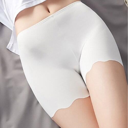 Women Bralette Ice Silk Safety Pants Women Underwear Mid-Waist Plus Size Panties Anti-Light Safety Shorts Boyshort Panties
