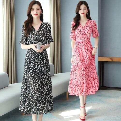 Spring Summer 3XL Plus Size Vintage Runway Midi Dresses 2021 Elegant Pink Print Beach Maxi Dresses Women Bodycon Party Vestidos