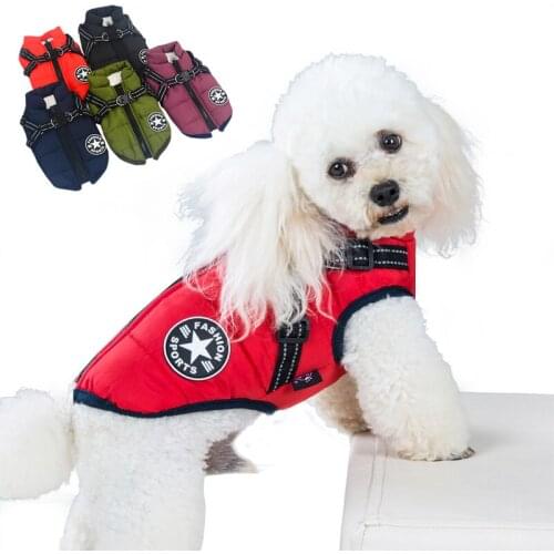 Winter Dog Jacket with Harness Warm Pet Clothes for Small Dogs Large Pets Waterproof Fabric Autumn Coat Puppy Clothing Chihuahua
