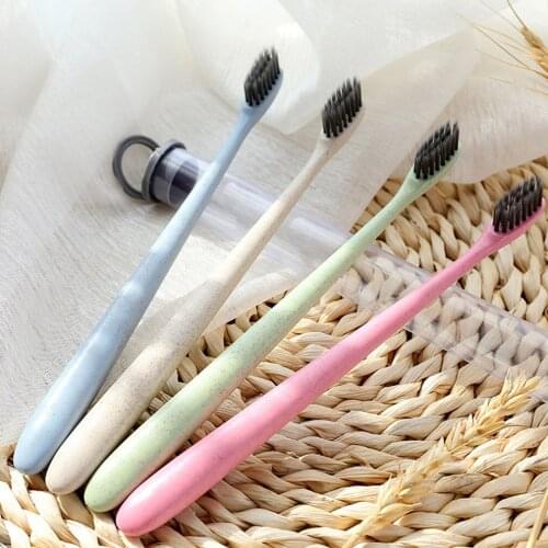 Wheat-straw Environmentally-friendly Toothbrush Portable Fine Soft Brushing Anti-bleeding Toothbrush with Box For Adults