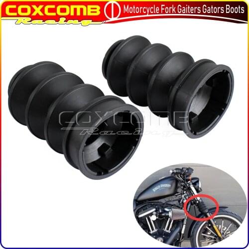 1Pair Motorcycle 39mm Forks Guard Black Fork Shock Gaiters Gators Boots For Harley Sportster Dyna FX XL 1200 883 1973-2016