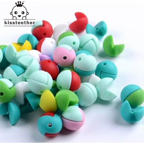 20pcs New Product Half Round Bead Made From Food Grade Silicone With Baby Teether Bracelet/necklace DIY Fashion Silicone Pendant