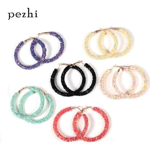 2019 new European and American women big circle earrings sequined female earrings