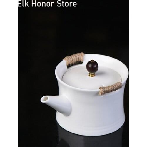 210ml Dehua White Porcelain Teapot Handmade Ceramic Hand Grasp Pot Anti-scald Dahongpao Kung Fu Tea Master Pots Gift Packaging