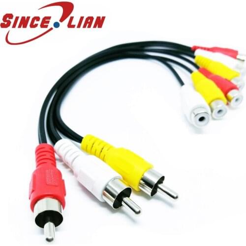 5PCS 3RCA Male-6RCA Female Plug 25cm Splitter Audio Video Line AV TV DVD Adapter Cable TV Computer Conversion Connector