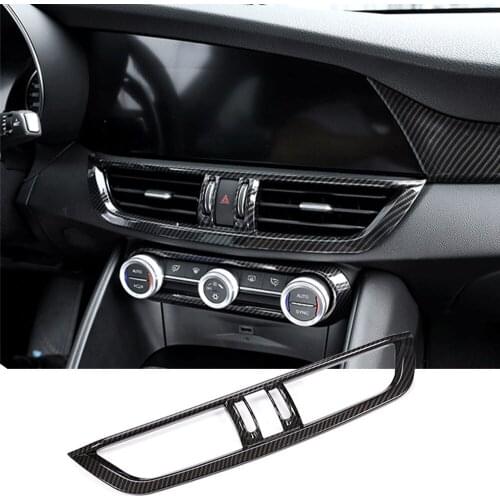For Alfa Romeo Giulia 2017-2019 Auto Tuning Accessories Car Center Control Air Outlet Frame Carbon Fiber Texture Cover Sticker