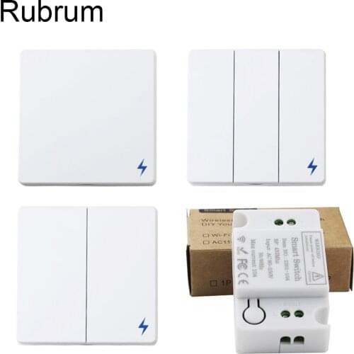Rubrum 433Mhz AC 110V 220V Wireless 1/2/3 Gang Push Button 86 Wall Panel Switch + RF Relay Smart Home Interruptor For Light Lamp