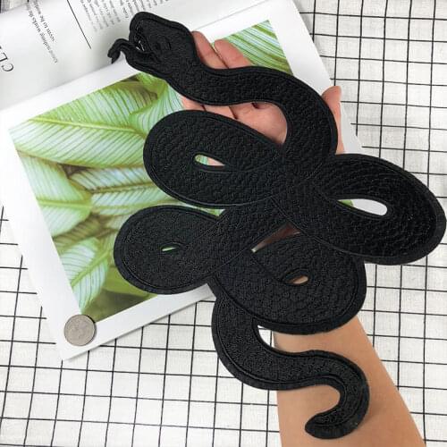 Large Black Snake Embroidery Patches For Clothes Patch Stickers DIY Punk Badges For Clothing Applique Embroidery Dark Parches