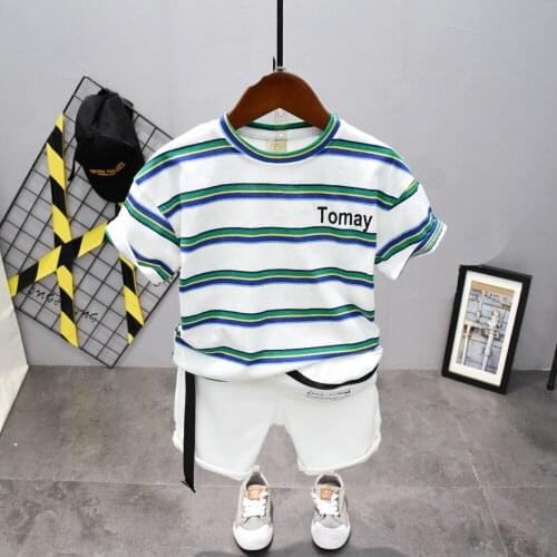 Brand Baby Boy Girl Summer Sets Clothing Cotton Infantil Clothes Striped Costume for Kids 2-7Years BOYS Clothes Set 2-7Years