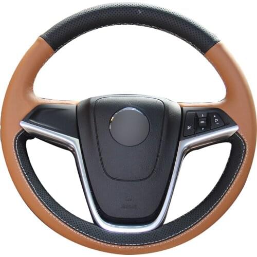 Black Natural Leather Brown Natural Leather Car Steering Wheel Cover for Buick Excelle XT GT Encore Opel Astra (J) 2010-2015