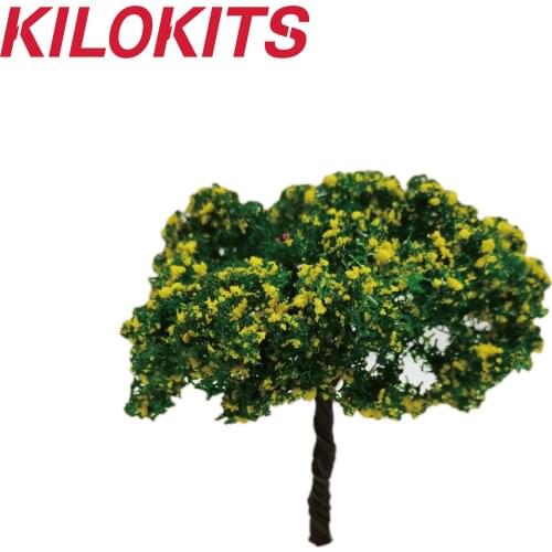 80MM 25pcs Flowering Tree Yellow for Modelling Dioramas Railway Layout Terrain Scenery Miniature Accessories 1/35 1/72 1/87 1/48