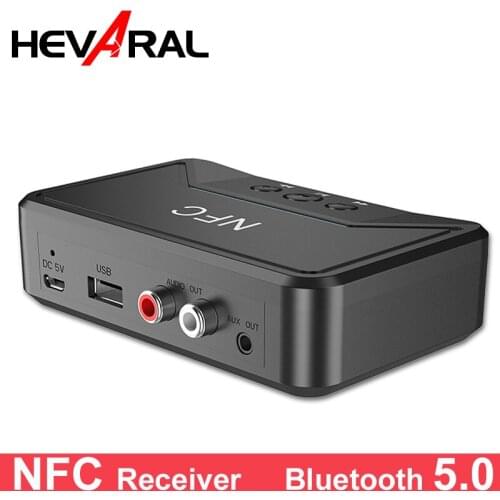 HEVARAL NFC Wireless Adapter Bluetooth 5.0 Receiver Audio Transmitter With 3.5mm AUX RCA Jack Hifi Adapter For Car TV Computer