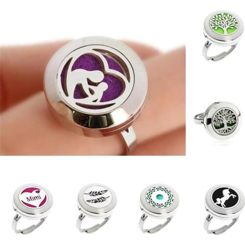 1PC 20mm Turtle Heart Diffuser Locket Ring Resizable Essential Oil 316L Stainless Steel Aromatherapy Ring Free 10pads