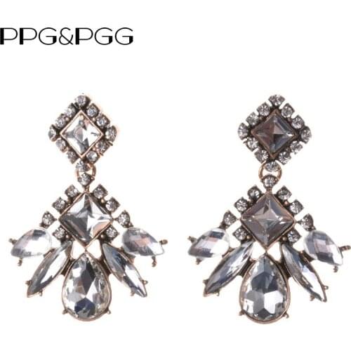 PPG&PGG fashion HOT women jewelry good quality crystal drop earrings crystal vintage korean Earrings for women jewelry wholesale
