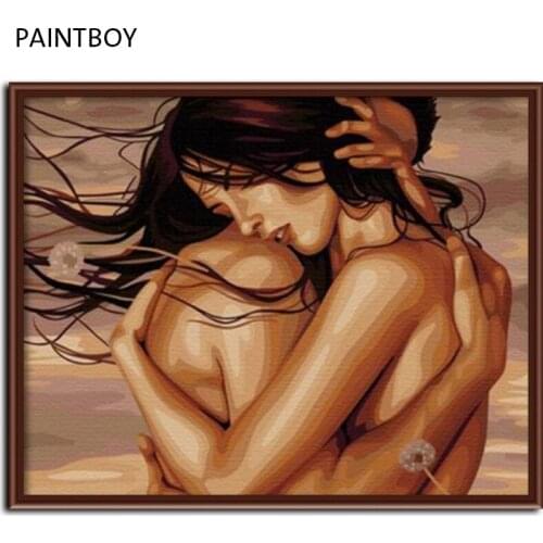 PAINTBOY Framed Picture Painting By Numbers DIY Digital Canvas Oil Painintg Home Decor For Living Room Of Lover Hug G028