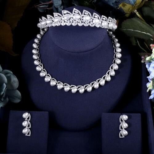 Jankelly Nigeria 3pcs Bridal Zirconia Jewelry Sets For Women Party, Luxury Dubai Nigeria CZ Crystal Wedding Jewelry Sets