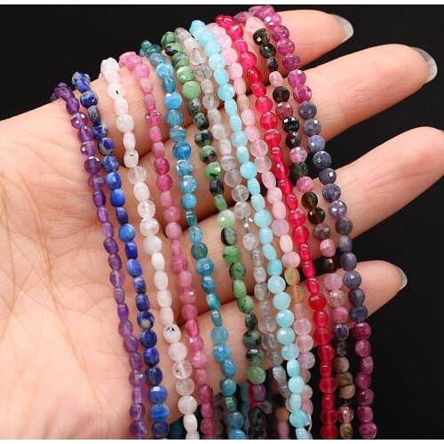 2021New Style Natural Stone Beads Flat Round Section Loose Bead 4 MM For Jewelry Making DIY Necklace Bracelet Earrings Accessory