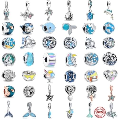 New Original 925 Silver Bracelets Summer Ocean Accessories fit Pandora charms silver 925 beads Bracelet for women DIY Jewelry