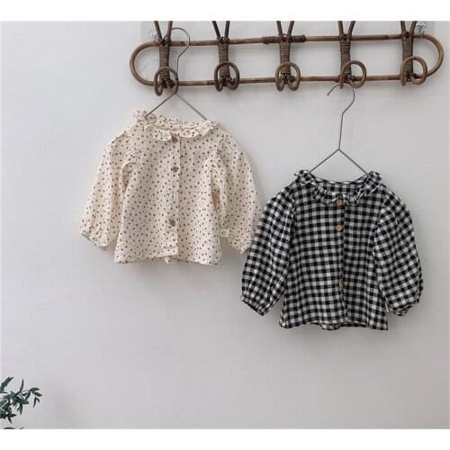 Newborn Unisex Clothes Autumn Top Baby Girls floral Shirt CHild Long Sleeve lace collar Kids Girl Cotton Blouse toddler clothing