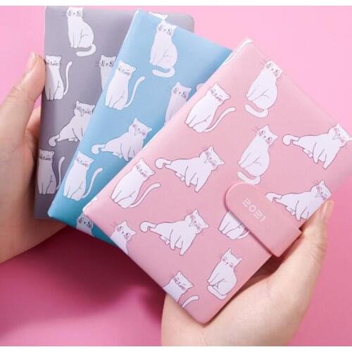 Wholesale 2pcs/set *Kawaii Cat Diary Notebook A7 Magnetic Planner Portable Handbook