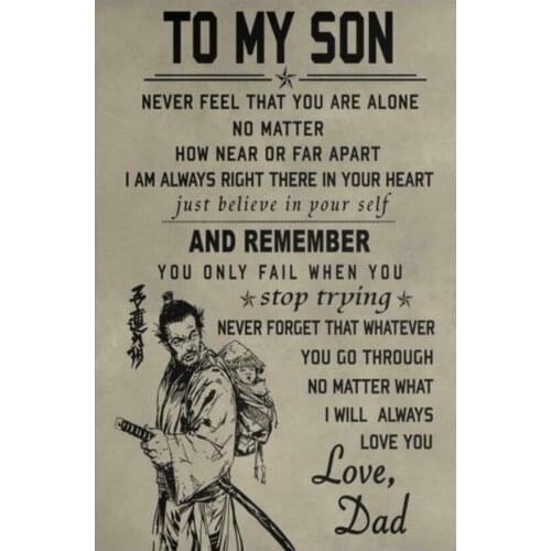 Father And Son Samurai Bushido Motivation Quotes Vintage Art Film Print Silk Poster for Your Home Wall Decor 24x36inch