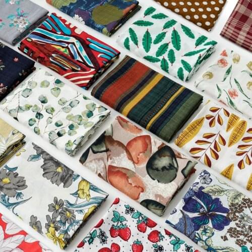 Strawberry Dress Linen Fabric Sewing Sofa Cover Fabric Cotton Linen Brocade DIY Plant Flower Printed Clothing 50CM*145CM