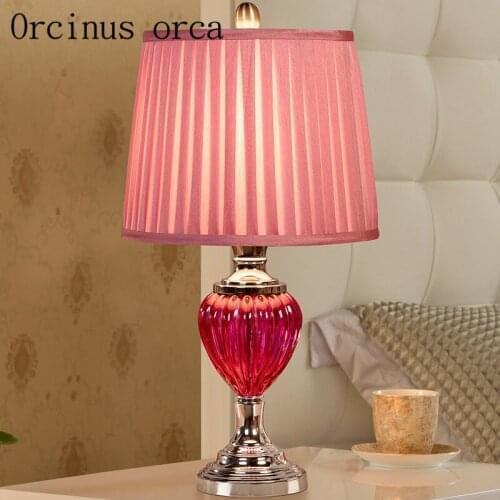 European style wedding room gift lamp living room bedroom bedside lamp modern minimalist warm pink creative glass lamp