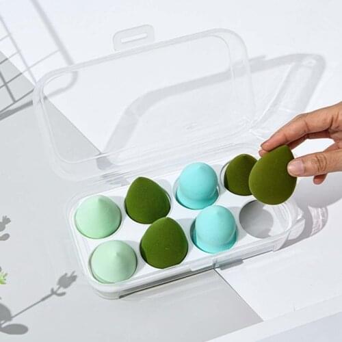 Transparent 8 Grids Travel Beauty Powder Puff Storage Box Makeup Egg Drying Case Portable Sponge Holder Container Organizer