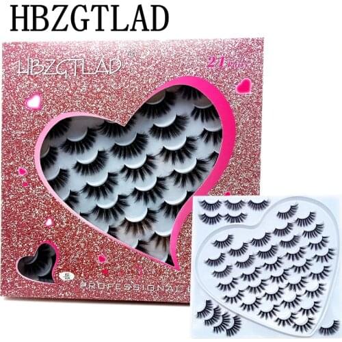 HBZGTLAD 5/10/20/21 Pairs 3D Soft Mink False Eyelashes Handmade Wispy Fluffy Long Lashes Natural Eye Extension Makeup Kit Cilios
