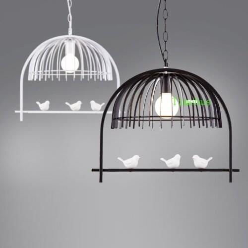 Restaurant Bar Pendant Lighting Creative Resin Bird Pendant Lamps Bedroom Black Pendant Lights Living Room Iron led Hanging Lamp