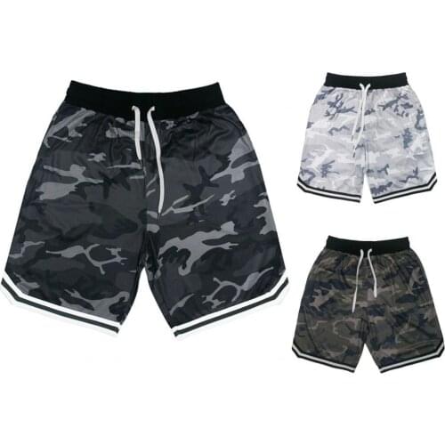 Fitness Shorts Camouflage Design Waist Drawstring Polyester Quick Dry Sports Short Trousers for Outdoor