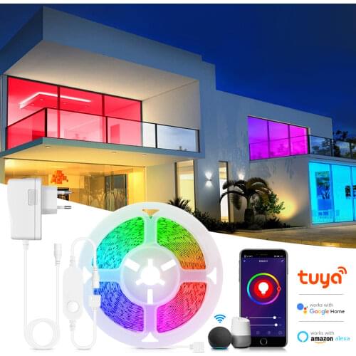 Tuya Smart WIFI LED Strip LED lights RGB App Control Smart lamp Tape 5/10/15m Room Party Decor Work With Alexa Echo Google Home