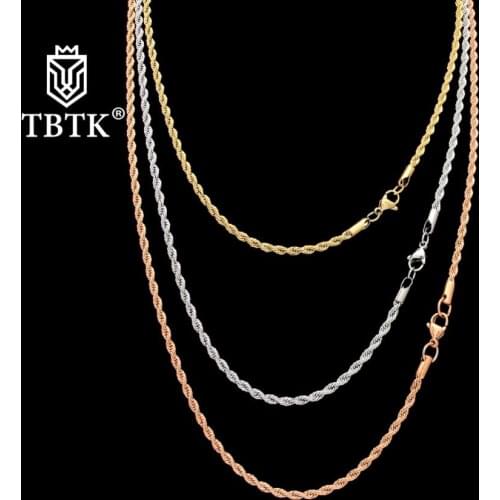 TBTK Golden Silver Color Rose Gold Rope Chain Simple Style Metal Trendy Link Unisex Punk Necklace