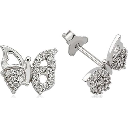 Tevuli 925 Sterling Silver Studded Butterfly Earrings