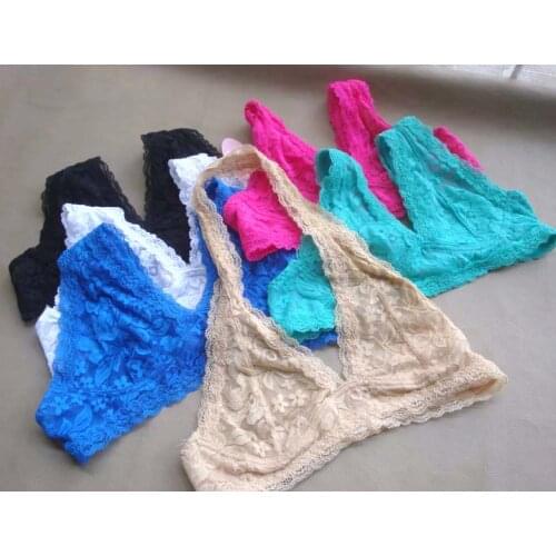 Ultra-thin underwear sexy lace triangle bra halter-neck bralette wireless bra