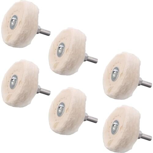 Utoolmart Polishing Wheel Grinding Head T Type White Cloth Wheel With Handle Cotton Buffing Polishing Grinding Wheel 2/4/6pcs