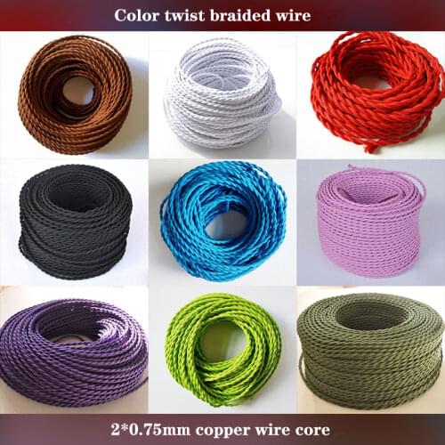 Vintage Chandelier Braided Electrical Wires 2*0.75mm Double Copper Wire for Bar Restaurant Personality Lamp Cord
