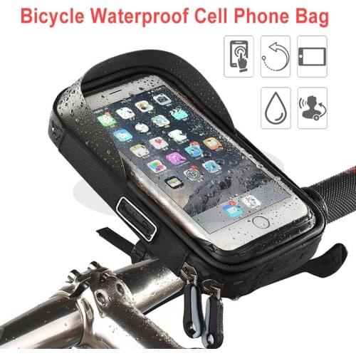 Waterproof Bike Mobile Phone Stand For Under 6 Inch Smart Phone Bicycle Touch Screen Navigation Phone Holder Handlebar Bag