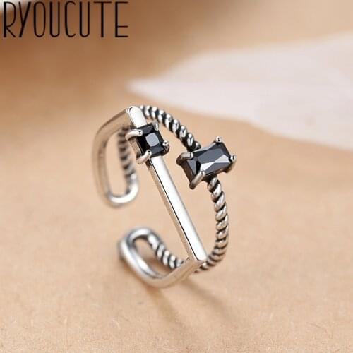 Bohemian Punk Real Silver Color Layered Zircon Rings for Women Statement Jewelry Big Finger Engagement Ring Party Gift