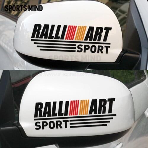 1 Pair Sports Mind RALLI ART Rearview Mirror Sticker Car Styling For Ralliart Mitsubishi Outlander Asx Lancer Pajero L200 colt