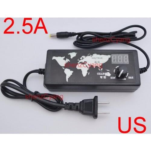 1PCS adjustable 3V-24V adapter with display screen of voltage3V/4.5V/5V/6V /9V /13.5V/15V 18V19V 20V -24V 2.5A 60W power supply