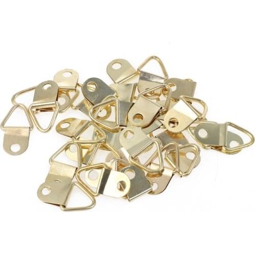 100PCS Gold Small D-Ring Picture Hanger with Screws Frame Triangle Ring Hangers
